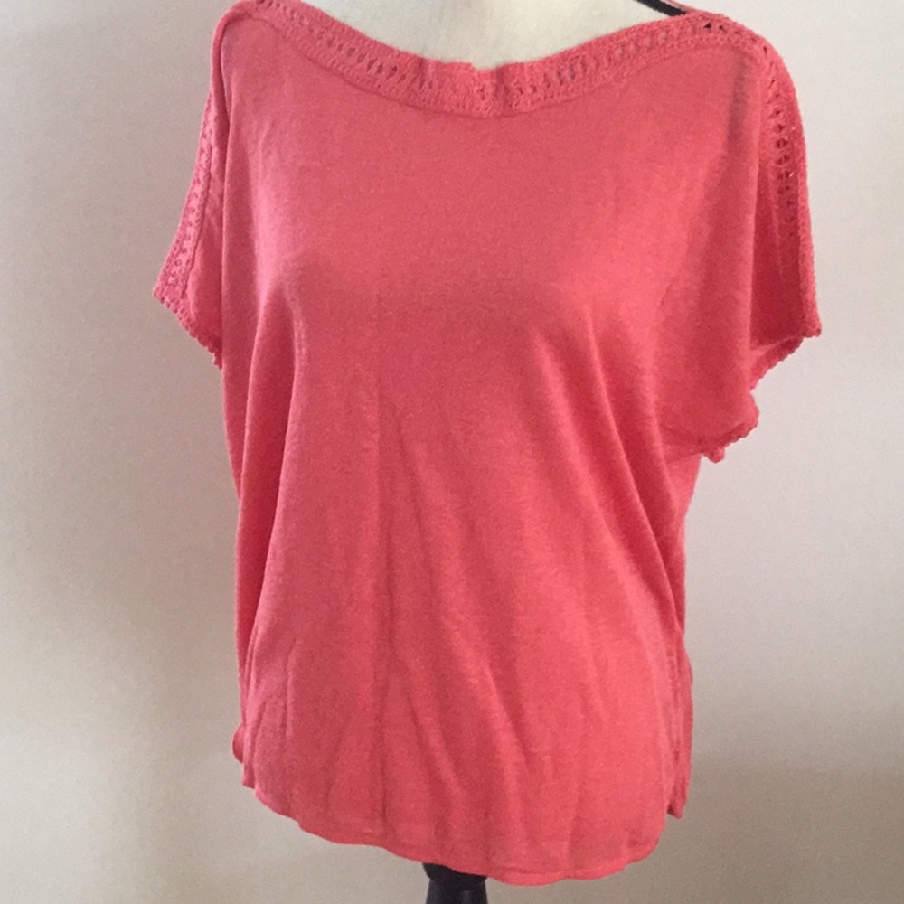 NIC+ZOE  Crotched Trim Short Sleeve Boxy Top